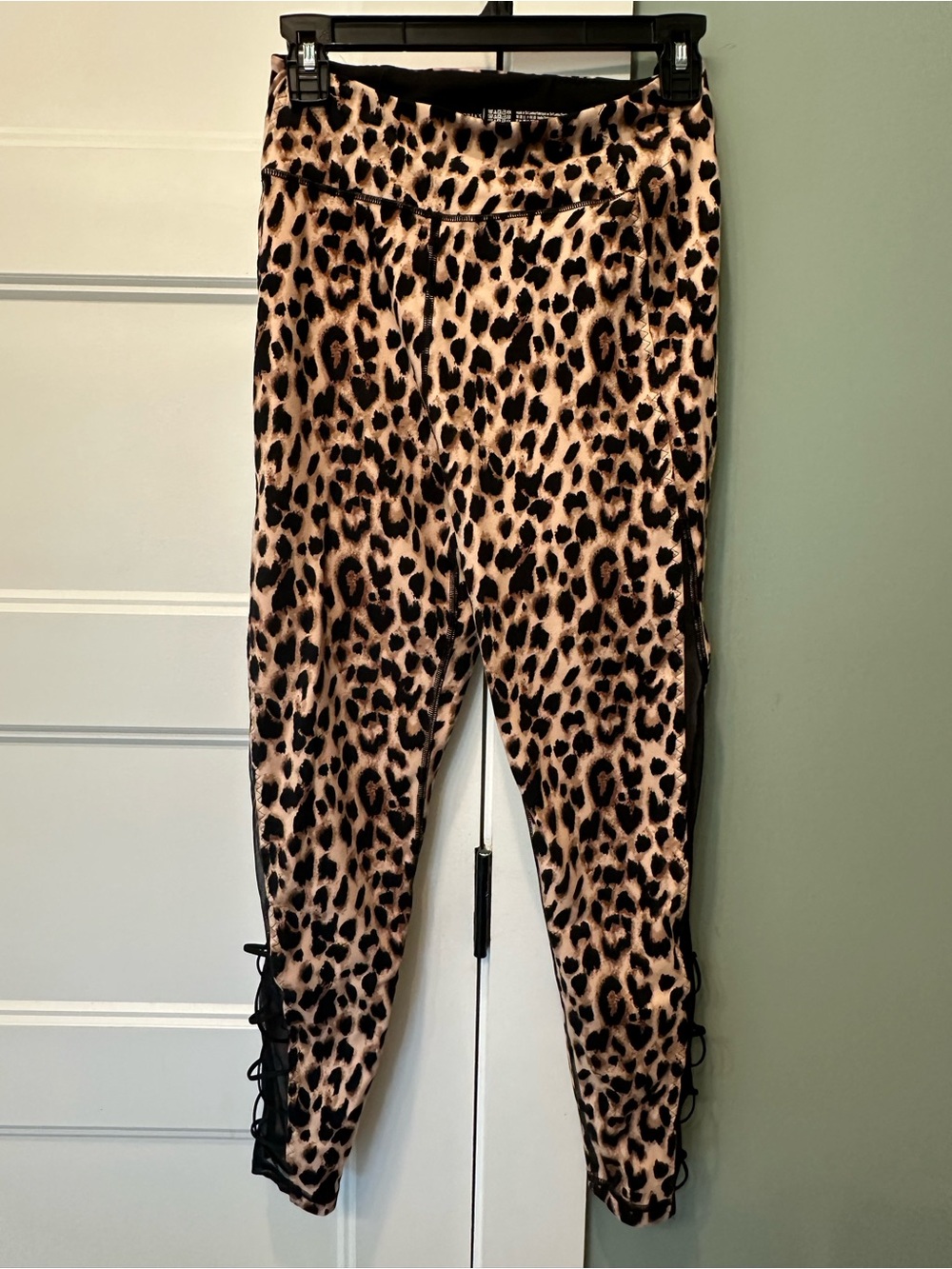 Victoria's Secret Leopard Print Leggings with Black Side Lacing